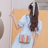 New Striped Zipper Wide Shoulder Strap Woven Straw Bag Fashionable and Simple Shoulder Messenger Bag