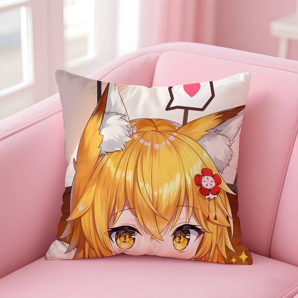 Helpful Fox Senko San Cartoon Pillow Case Safe Custom Photo Pillow, Anti-fade Brushed Fleece Cushion, Maternal & Infant Safe.