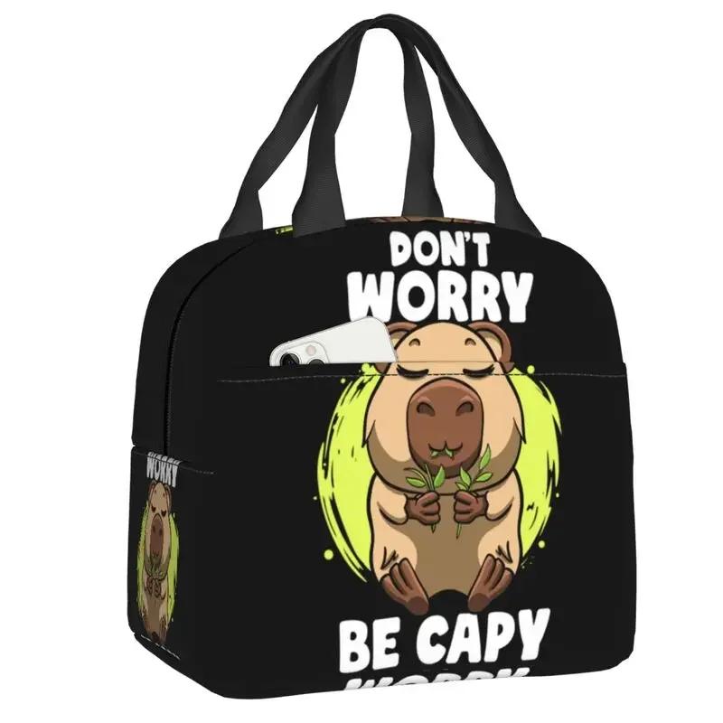 Capy Capybara Insulated Lunch Tote Bag for Women Cute Portable Warm Cooler Thermal   School Picnic Food Container