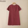 ZANZEA Women Summer Round Neck Casual Short Sleeve Print Dress