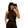 Women's French-Style Sweet & Spicy Sleeveless Blue Halter Tank Top