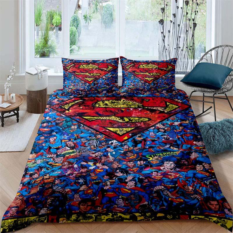 Customizable Superman Childhood Bedding Sets, Including One Duvet Cover and Two Pillowcases, Perfect for Home Decor and a Wonder