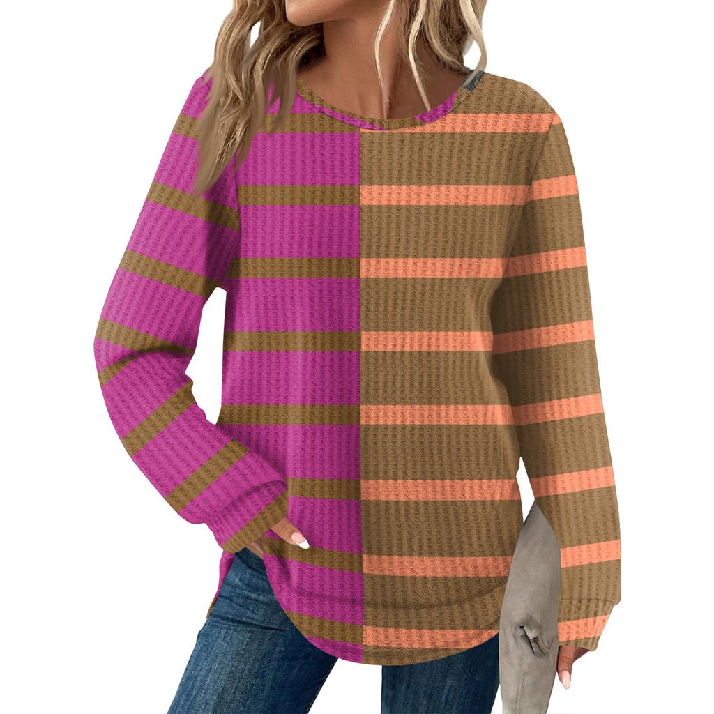 Women's Fashion Casual Loose Round Neck Long-sleeve Printed Top