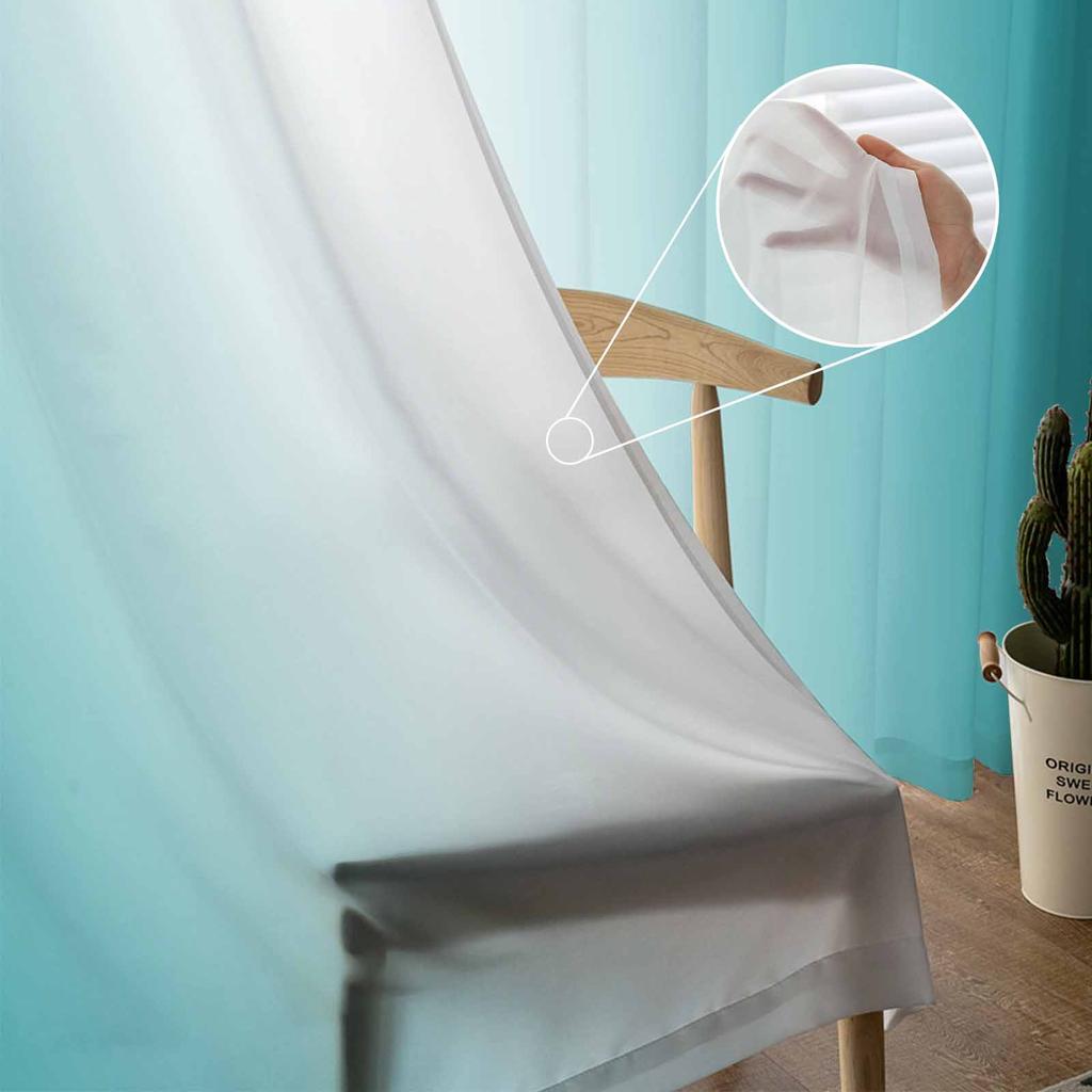 Entengrün-weißer Farbverlauf, minimalistische Fenster-Tüllvorhänge für Wohnzimmer, Schlafzimmer, Hotel, Luxus-Dekoration, transparente Vorhänge