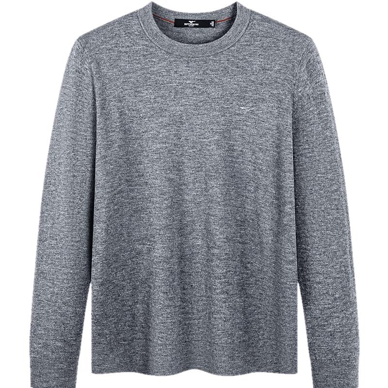 Qipilang Men's 100% Wool Round Neck Sweater