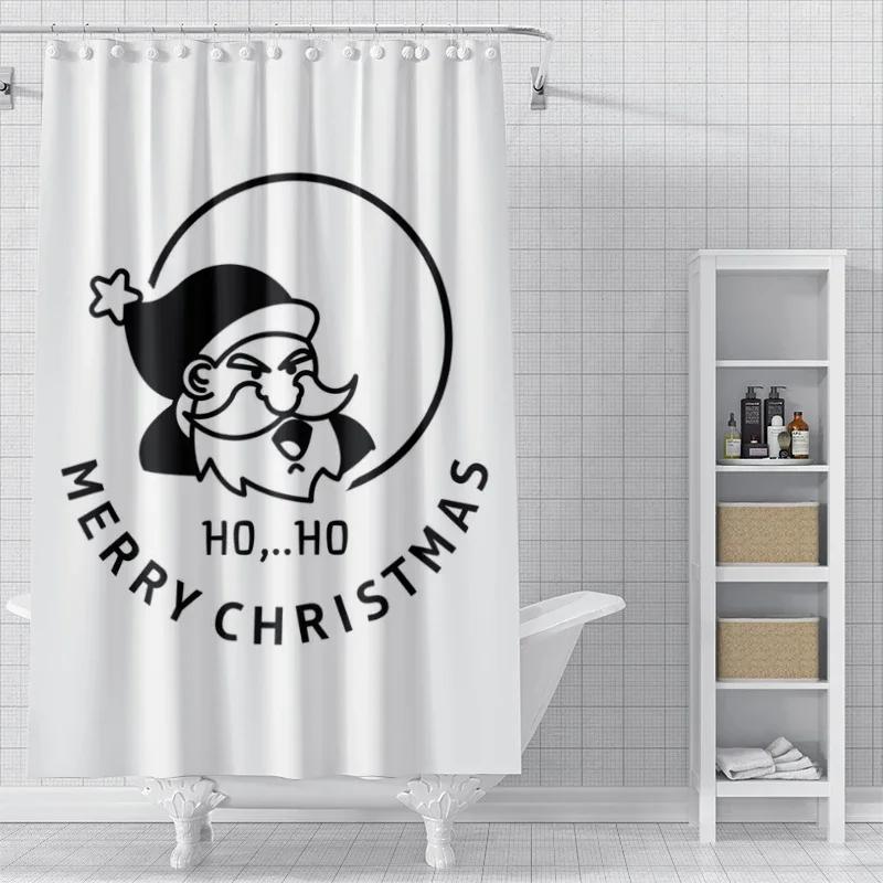 Home Decoration Shower Curtains for Bathroom Waterproof Curtain Fabric Modern Nordic Style Living Room Merry Christmas Winter