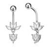 14G Heart Flower Shaped Navel Piercing Water Drop Belly Button Piercing Pendant Belly Piercing Women Jewelry