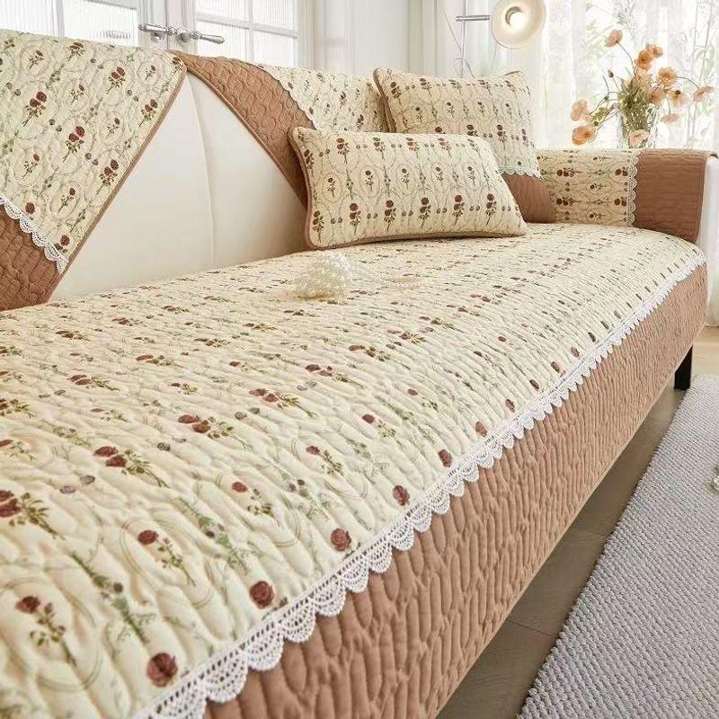 

Хлопковая подушка для дивана Пасторальный Круглый год Нейтральный Нескользящий Чистый хлопок 2025 Новая ткань Ремесленная подушка Чехол для дивана Накидка Flowers toward the moon 70*70cm