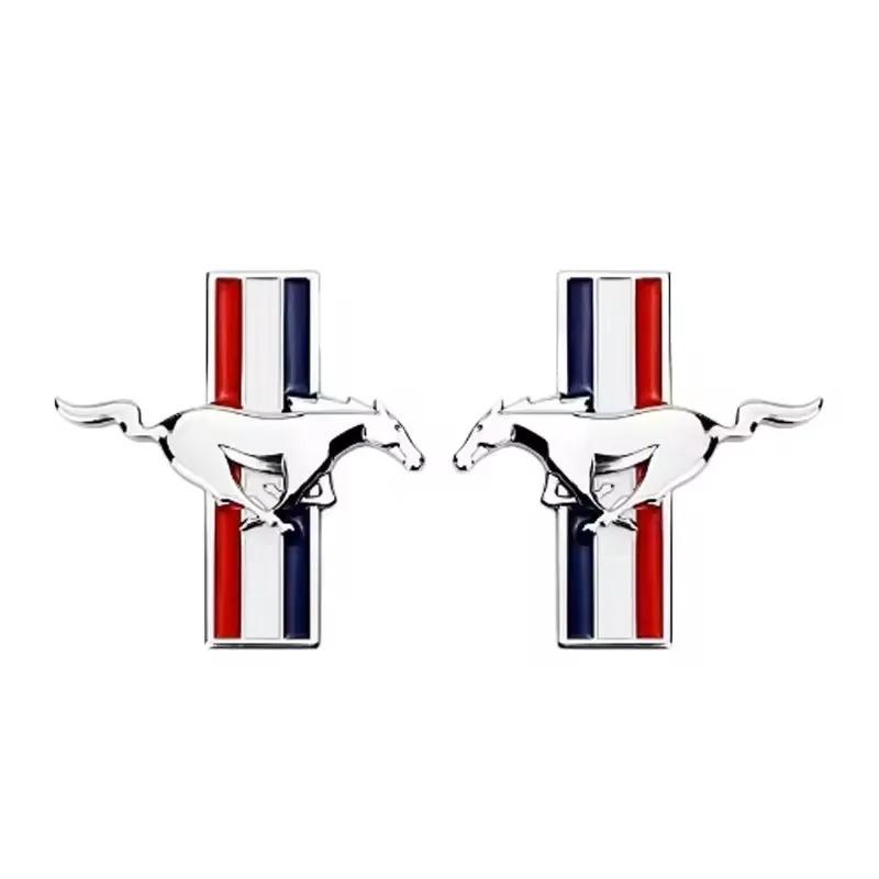 Car 3D Metal Badges Fender Side Stickers Running Horse Styling