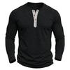 Mens Classic Style Henley Pullover Tops Raglan Long Sleeve Solid Color Daily Casual Wear Crew Neck Basic T Shirts