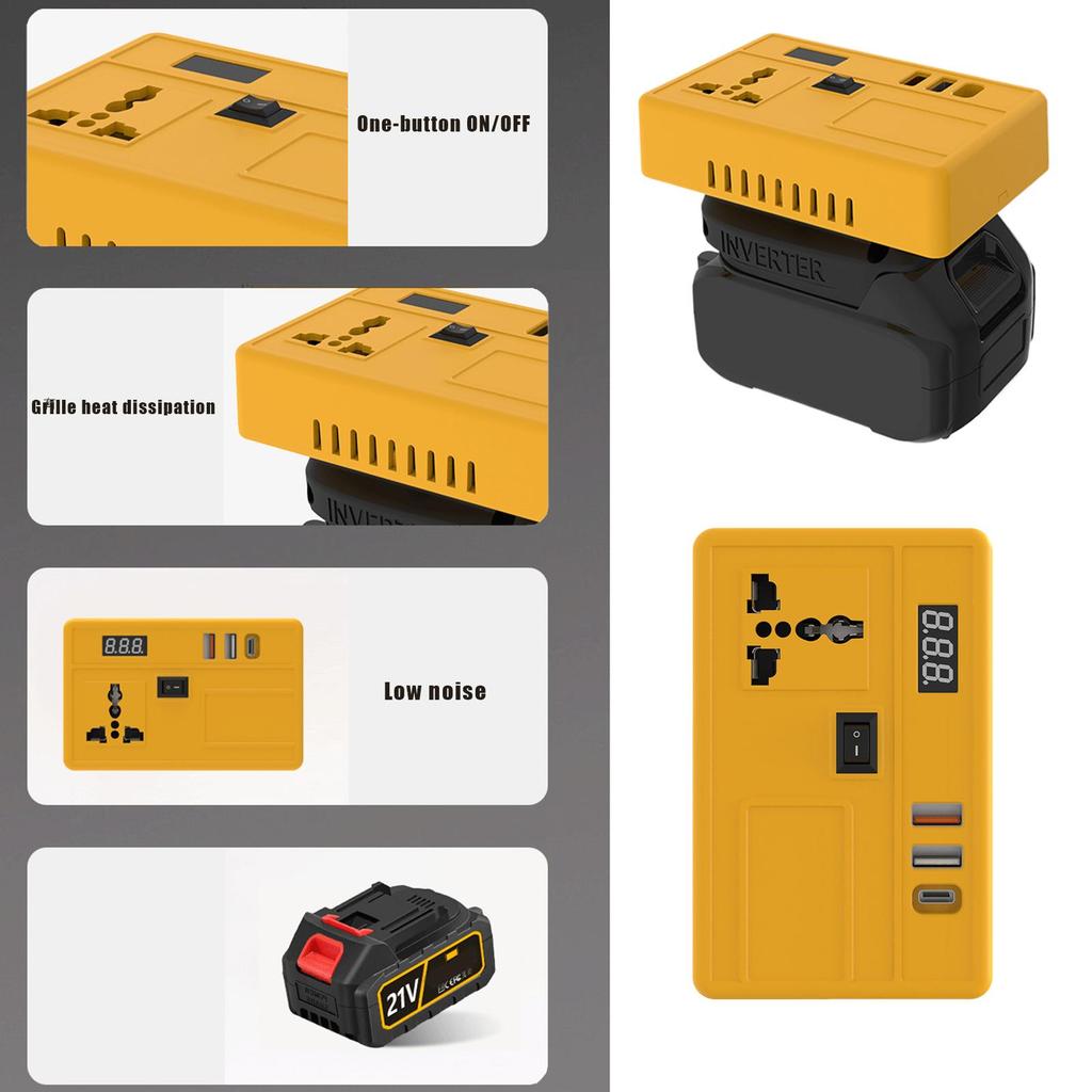 Battery Inverter For Electric Tool Power Station Generator 21V To 200-220V Inverter Phone Charger For Home Backup Travel Outdoor