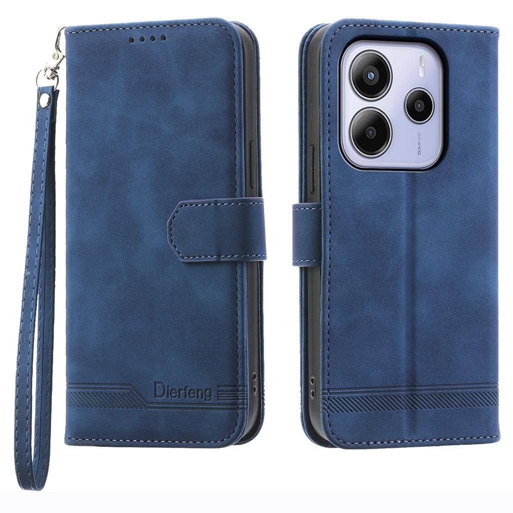 DIERFENG DF-03 For Xiaomi Redmi Note 14 4G (164.84mm) Case Lines Imprint Wallet Leather Phone Cover