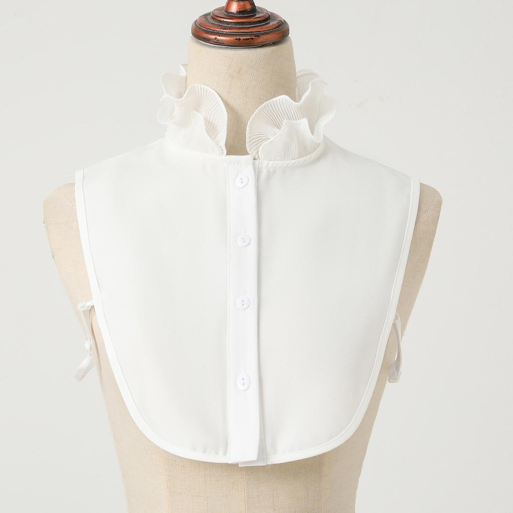 Elegant Ruffle Stand Collar Stylish White Half Shirt Chiffon Dickey Collar Fashion Versatile Inside False Collar