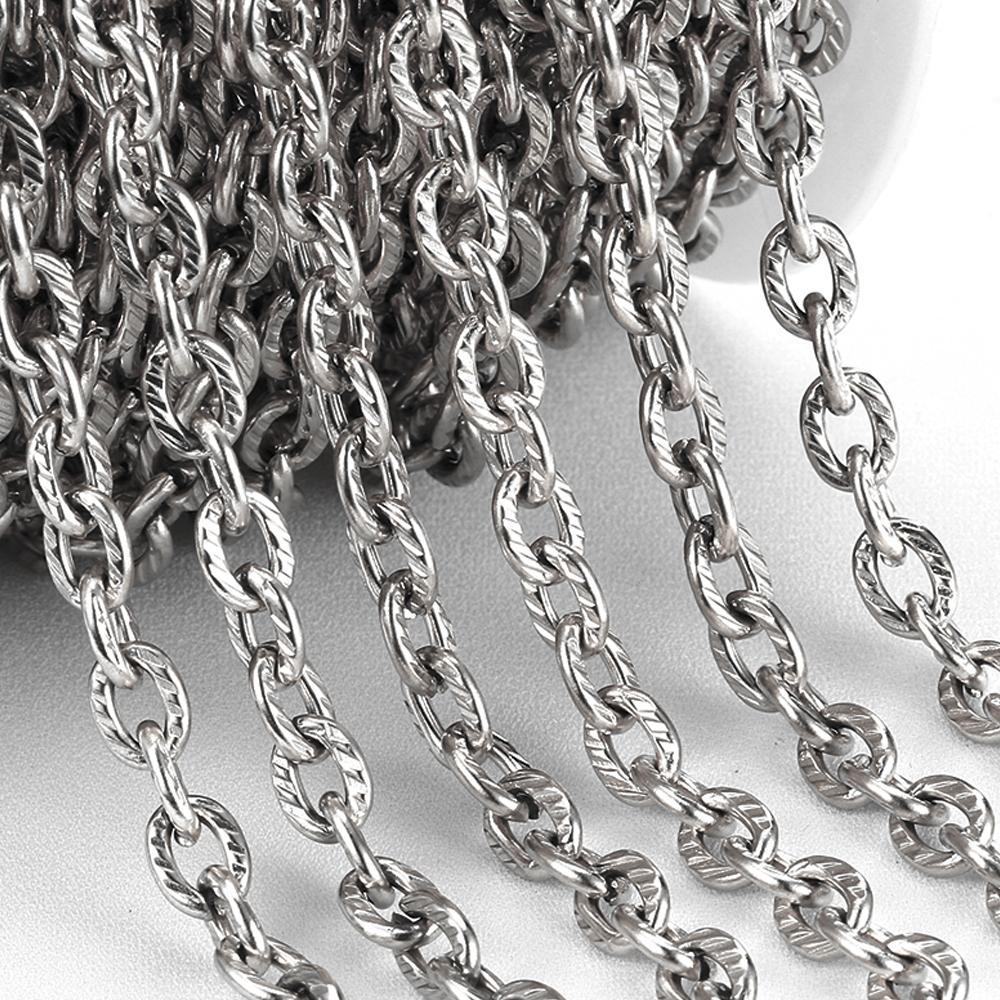 1Meter Stainless Steel Carving Rolo Cable Curb Chains for Gold Color Necklace Choker Bracelet Jewelry Making DIY Components