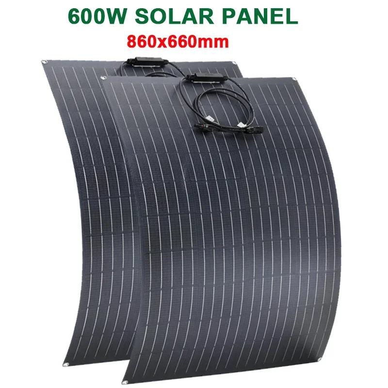 300W 600W Solar Panel Kit 18V Flexible Monocrystalline Solar Cell Power Charger for Outdoor Camping Yacht Motorhome Car RV Boat