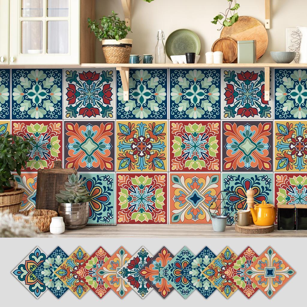 12 Self-adhesive Kitchen Waterproof and Oil-proof Wall Stickers, Bathroom Wall Decoration Renovation, Beautification Strong Wallpaper Stickers