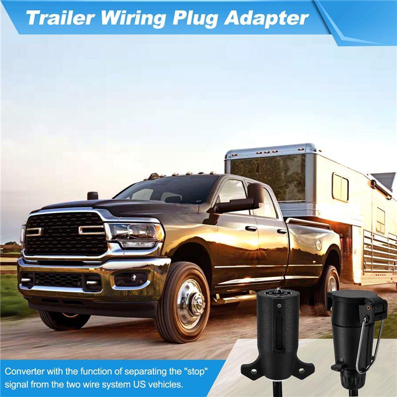 HOT-USA To EU Trailer Light Converter US 7-Way Blade Socket To EU 7-Pin Round Plug,USA To EU Trailer Light Converter US 7-Way Bl