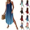 Women's Fashion Casual V-neck Sleeveless  Dresses Print Dresses Beach Long Dresses