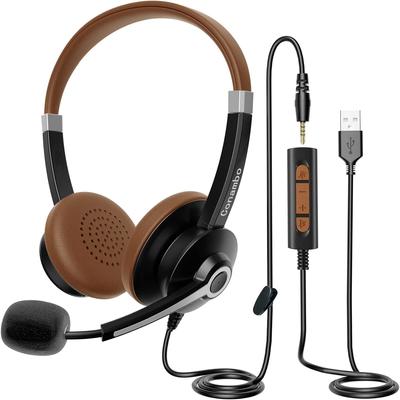 Zestaw słuchawkowy Conambo USB700 Przewodowy zestaw słuchawkowy Lekki i łatwy w użyciu Wyposażony w redukcję szumów Z funkcją wyciszenia Komputer Laptop Kurs online Dom
