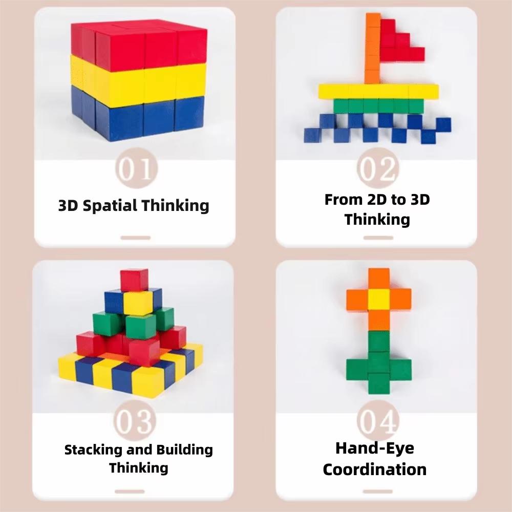 Portable Wooden Puzzle 3D Educational Toy Home Education Cube Block Toy Educational Use