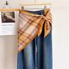 Vintage Plaid Herringbone Velvet Triangle Scarf Thermal Shawl Scarf Women's Versatile Autumn and Winter Scarf Headscarf Scarf