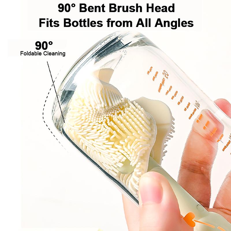 6 In 1 Portable Travel Baby Bottle Cleaning Brush Set With Silicone Bottle Brush Straw Brush Nipple Brush Bottle Drying Rack