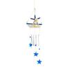 Coastal Wind Chimes with Blue and White Sailboats, Carving and Painted Detail, and Metal Tube, Star Pendants for Entryway Decors