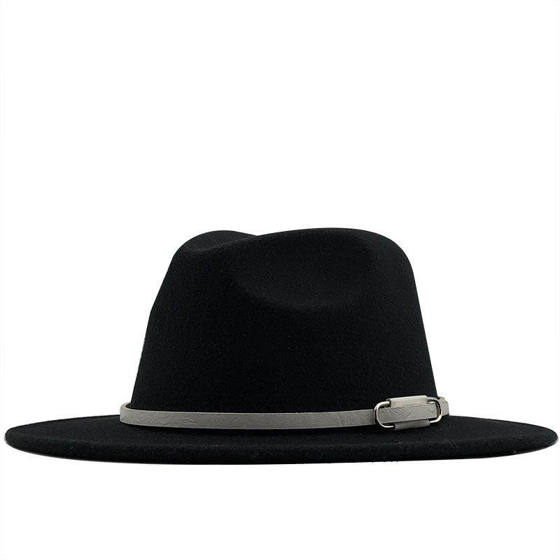 2020 New Sell Women Men Wool Felt Trilby Hats Belt Decor Retro Bowler Hat Panama Style Jazz Fedora Hats L/XL