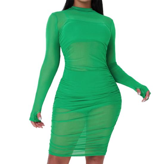 Rochie transparentă cu mânecă lungă pentru femei sexy, set de pantaloni scurti cu camisole, ținută de club