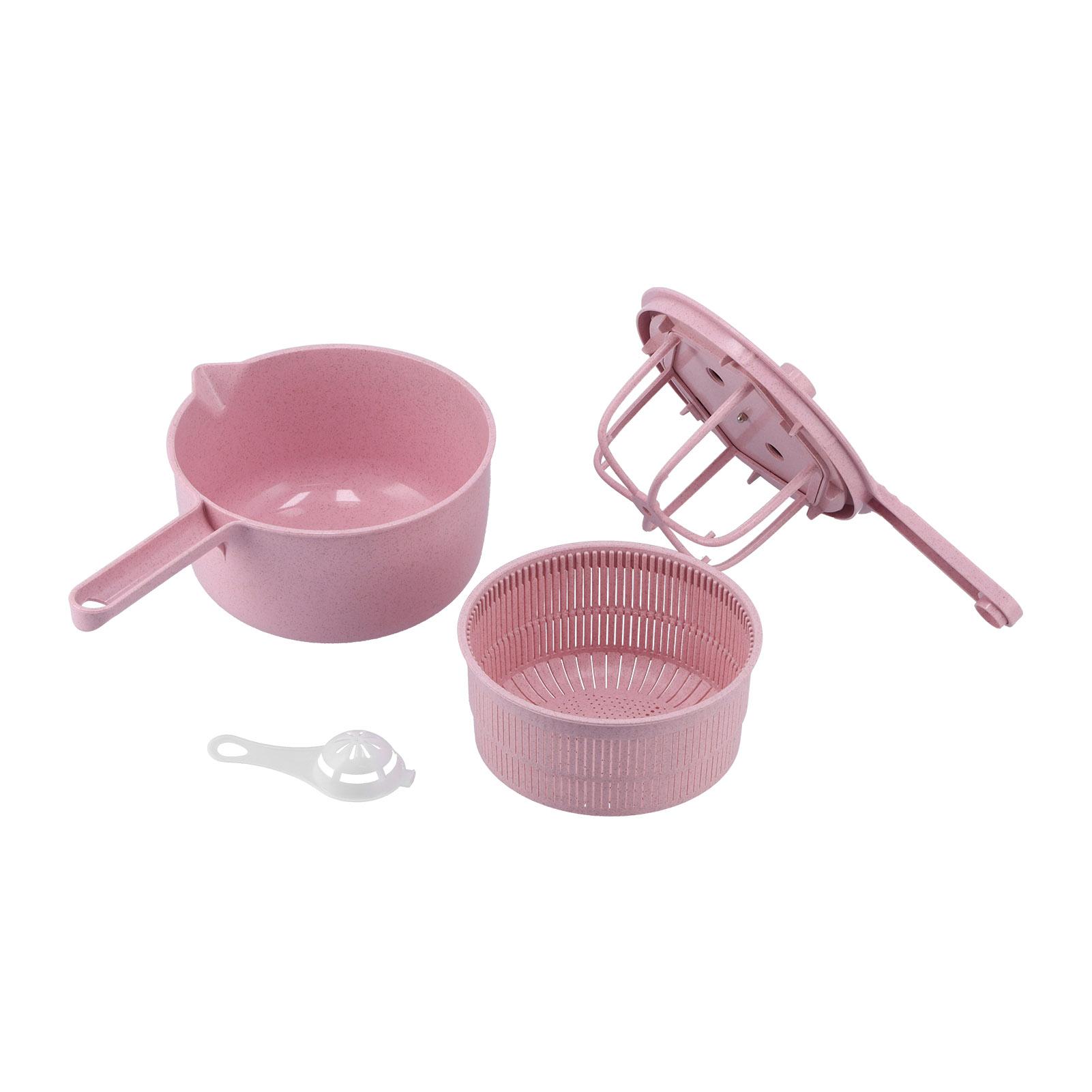 Household Vegetable Drainer Manual Salad Dehydrator Vegetable Washing Basket for KitchenPink