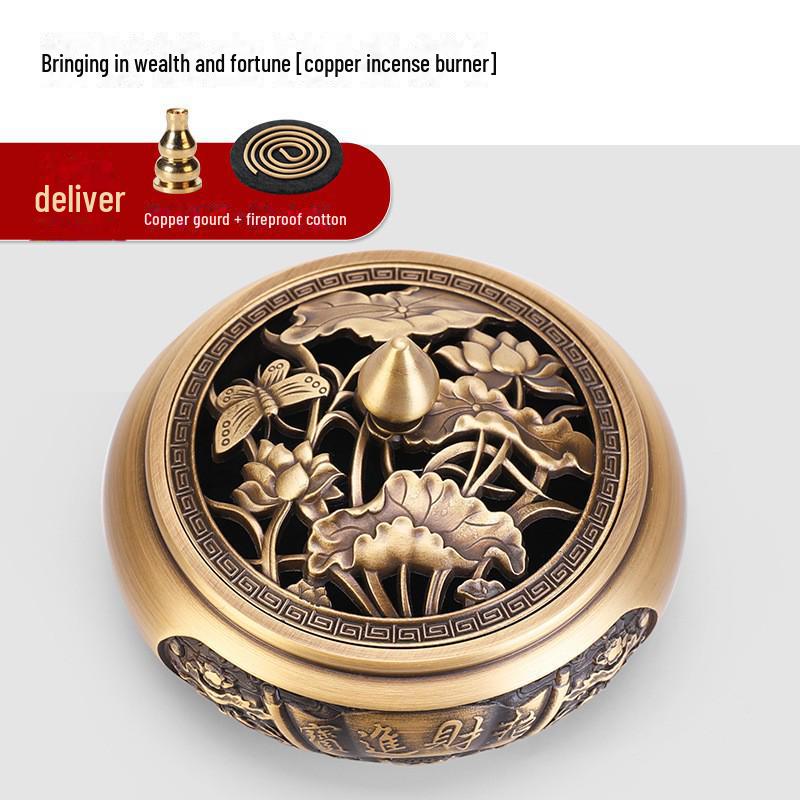 Jinlian Räuchergefäß aus Messing mit flachem Boden für den Heim- und Innenbereich