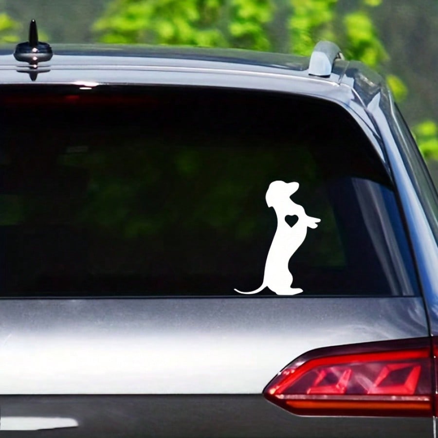 Dachshund Heart Shape Silhouette Vinyl Sticker For Car, Truck, Laptop, 6 Inch/15.3cm White Reflective Carving Decal, Stickers, Wall Decal, Vinyl Decal