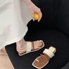 Flat bottom simple fashion square head open-toed sandals women's skirt summer cool slippers high-end one-word slippers tide