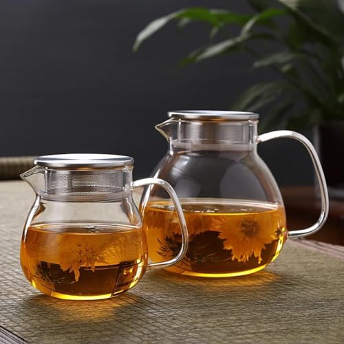 Nishida Teapot & Mugs (2 or 4-Piece Set), Heat-Resistant Glass with Strainer, Dishwasher Safe, Stylish, Simple, Nordic Design, Gift, Pitcher, Water Ju