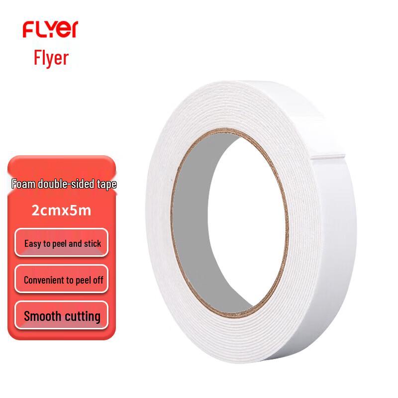 FLYER Strong Foam Double-Sided Adhesive Tape, 2cm x 5m (10 Rolls)
