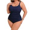 Women's Plus Size One Piece Swimsuit, Ribbed Tummy Control Ruched Bathing Suit