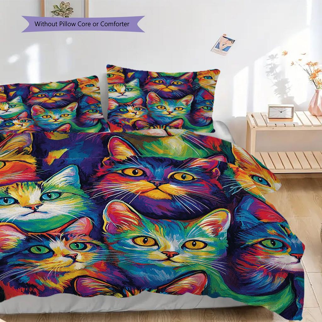 Set Copripiumino Trapuntato con Fantasia Gattini Federa Decorazione per la Casa Regalo di Compleanno (1 * copripiumino + 2 * federa, senza nucleo)