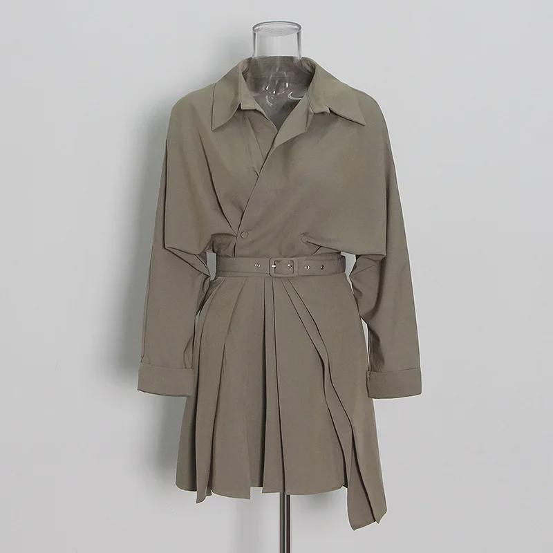 2025 Korean Women's Fashion: Irregular Solid Color Lapel Shirt + Short Skirt Suit