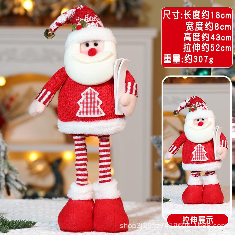 Christmas Telescopic Doll Old Man Snowman Deer Fabric Toy Christmas Gift Window Decoration Ornament