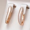 Rose Gold Color Geometric Long Earrings For Women Fashion Natural Zircon Accessories High Quality Daily Jewelry