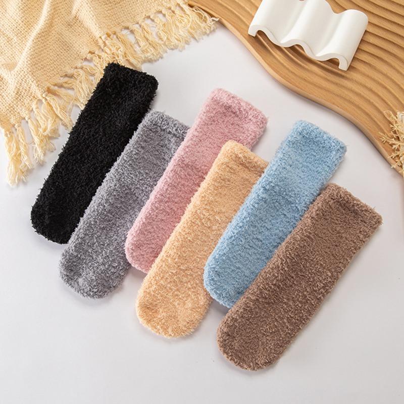 Chaussettes Chaudes en Polaire Corail, Chaussettes Chaudes Épaissies d'Hiver pour Femmes, Chaussettes de Sommeil, Chaussettes d'Automne et d'Hiver, Style Épais d'Hiver