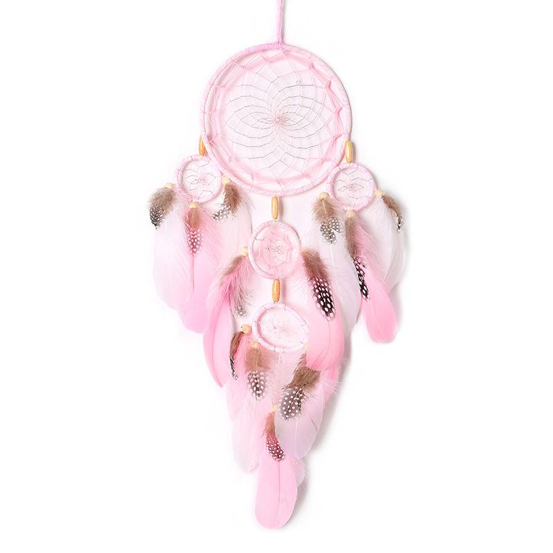 Pink Dreamcatcher Wind Chime Pendant for Women's Gift Hanging Decoration Wind Chime Interior Decoration Indian Dreamcatcher