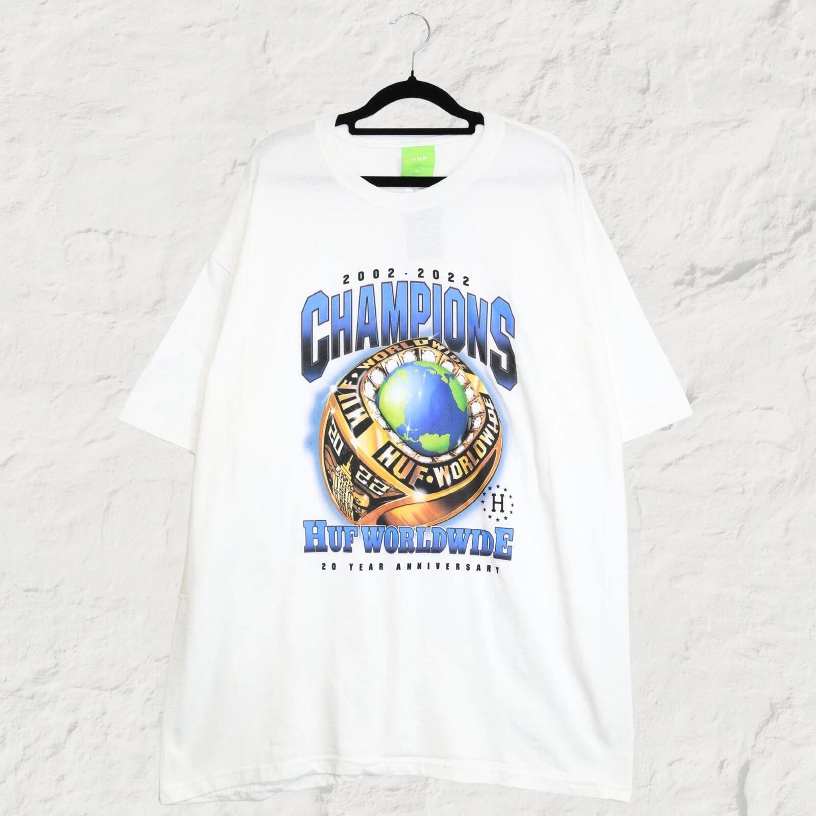 HUF Champions Graphic Tee White Basketball Varsity Streetwear XL S