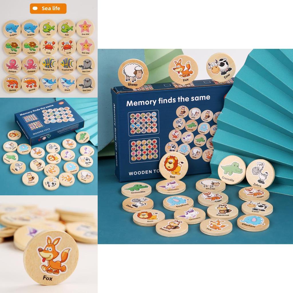 Wooden Educational Matching Puzzle For Children With Forest Animal Fruit Theme For Early Learning