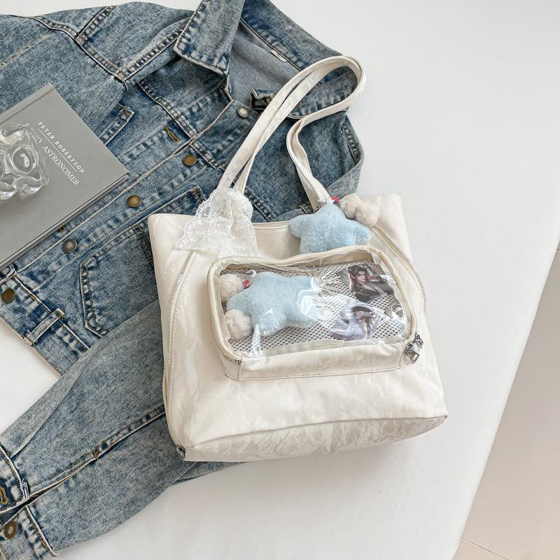 Fashion Transparent Shoulder Bag Women's 2025 New Versatile Simple Large-capacity Tote Bag, Foreign Style Student Backpack Tide