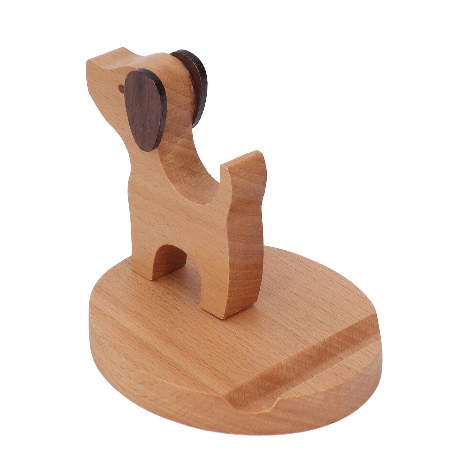 

2 Sets Wooden Smartphone Desk Holder Multifunctional Cute Dog Light Slim Cellphone Holder Stand for Home Office School