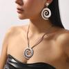 European and American Retro Pearl Alloy Spiral Earrings, Beach Vacation Wind Conch Symbol Pendant Necklace