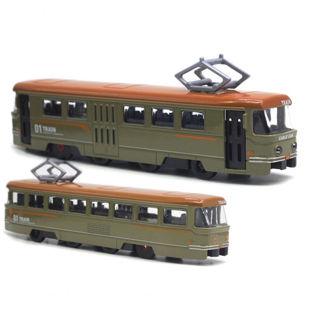 Metal Die-Cast Alloy Light Rail Pull Back Train Engine Toy Retro Model Tram,Fall-Resistant Desktop Decor Pull Back Door Openable 7 Inches Train Kids