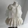 White Black Lolita Short Shawl Lace Mesh Lolita Skirt Versatile French Style Smock  Women