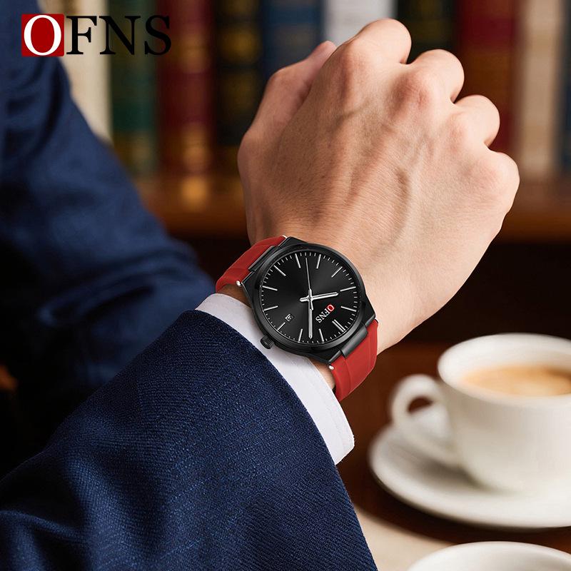 OFNS Classic Unisex Quartz Wristwatch with Calendar, Luminous Hands, 30M Waterproof, Thin Design, High-Value Bar Index.